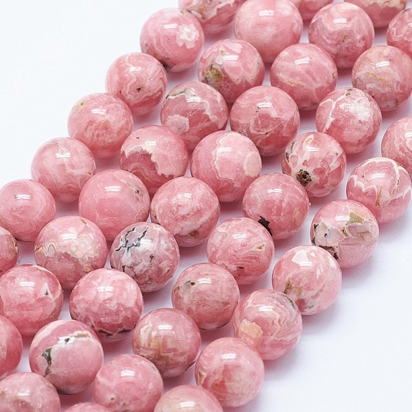 

PandaHall Natural Rhodochrosite Beads Strands, Round, 9~10mm, Hole: 1mm, about 44pcs/strand, 15.1 inch(38.5cm) Rhodochrosite Round