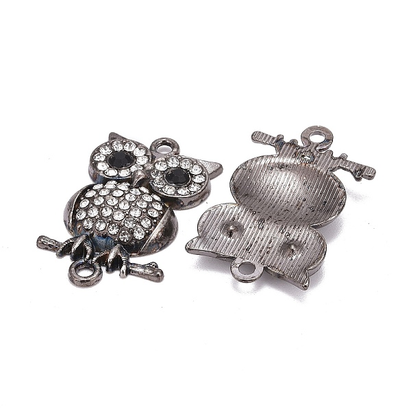 

PandaHall Alloy Rhinestone Links connectors, Cadmium Free & Lead Free, Grade A, for Halloween, Owl, Gunmetal Metal Color, Crystal, 34x20x5mm..., Clear