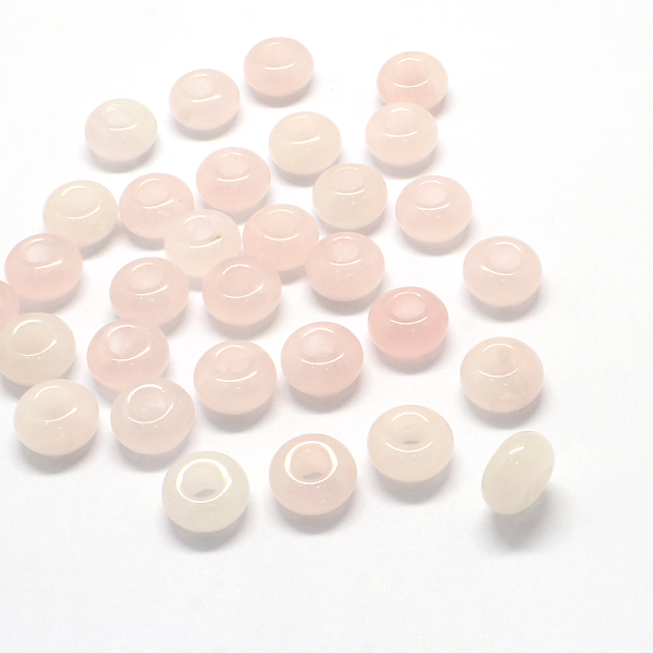 

PandaHall Natural Rose Quartz European Large Hole Beads, Rondelle, 13~14x7~8mm, Hole: 5mm Rose Quartz Rondelle