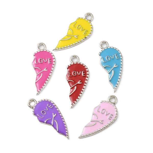 

PandaHall CCB Plastic Enamel Pendants, Platinum, Broken Heart with Word Love Charms, Mixed Color, 34x15x2mm, Hole: 2.5mm Plastic Heart..., Multicolor