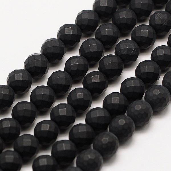 

PandaHall Frosted Natural Black Onyx Bead Strands, Dyed, Faceted(64 Facets) Round, 8mm, Hole: 1.5mm, about 49pcs/strand, 15.5 inch Black...