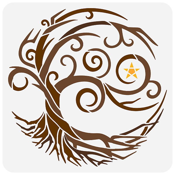 

PandaHall FINGERINSPIRE Tree of Life Stencil 11.8x11.8 inch Starry Night Tree of Life Stencil Plastic Tree Stars Patterns Stencil Reusable...