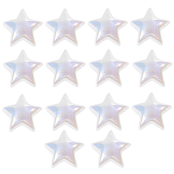 

PandaHall BENECREAT ABS Plastic Beads, Half Drilled, Star, White, 13.5x13x5mm, Hole: 1.4mm, 14pcs/box ABS Plastic Star White