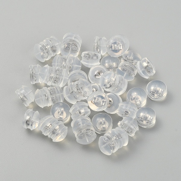 

PandaHall Sterling Silver Silicone Cover Ear Nuts, Hamburger, Platinum, 5x4mm, Hole: 0.7mm Silicone Hamburger