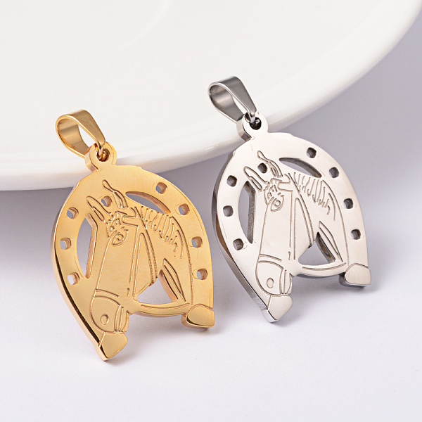 

PandaHall Horse 304 Stainless Steel Pendants, Mixed Color, 27x21x2mm, Hole: 6x4mm 304 Stainless Steel Horse