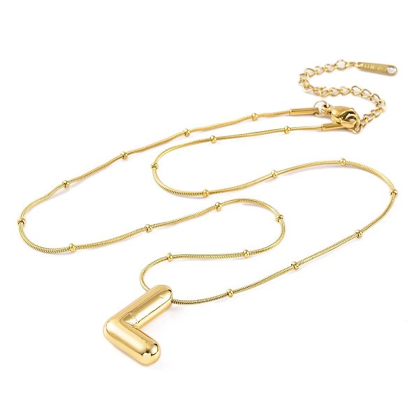 

PandaHall Ion Plating(IP) Initial Letter 304 Stainless Steel Pendant Necklaces, Real 18K Gold Plated, Letter L, 15.91 inch(40.4cm), Pendant...