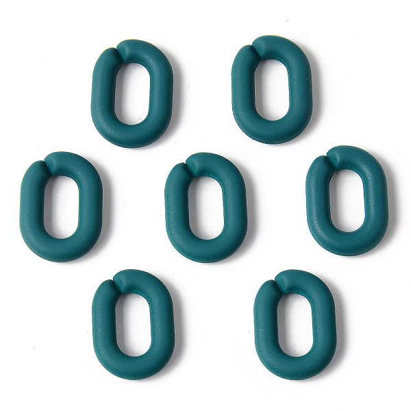 

PandaHall Rubberized Style Acrylic Linking Rings, Quick Link Connectors, For Cable Chains Making, Oval, Teal, 19x14x3.5mm, Inner Diameter..., Cyan