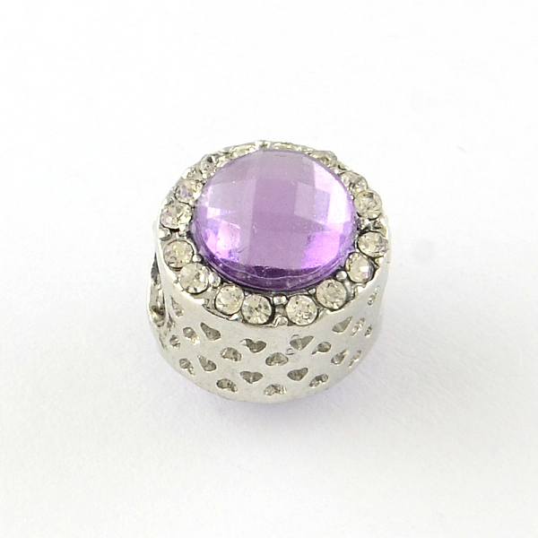 

PandaHall Flat Round Antique Silver Tone Alloy Rhinestone European Beads, Large Hole Beads, with Acrylic Rhinestone, Medium Orchid..., Clear
