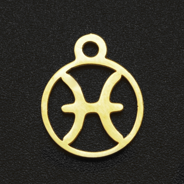 

PandaHall 201 Stainless Steel Charms, Flat Round with Constellation, Golden, Pisces, 13.4x10.8x1mm, Hole: 1.5mm 201 Stainless Steel Pisces