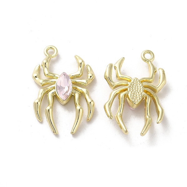 

PandaHall Glass Spider Pendant, with Light Gold Alloy Findings, Lead Free & Cadmium Free, Misty Rose, 25.5x17x4.5mm, Hole: 1.6mm Alloy+Glass..., Pink