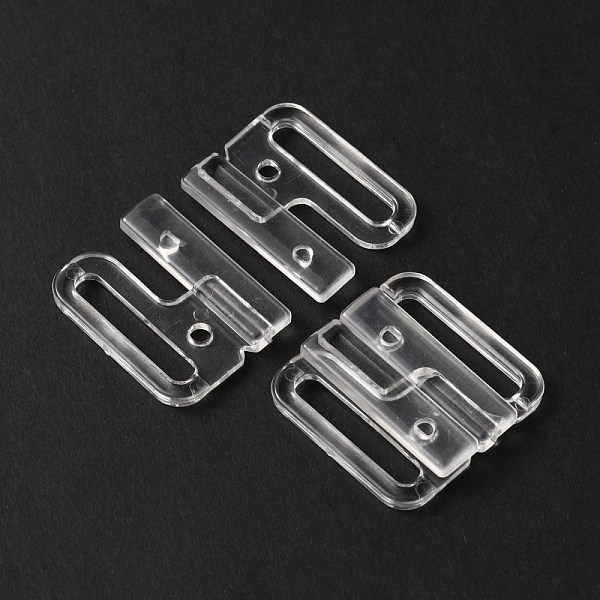 

PandaHall Plastic Bikini Clips, Bra Clasp Replacement Part, Lingerie Snap Closure, Clear, 32x34x5mm, Hole: 4.5x25mm Plastic Clear
