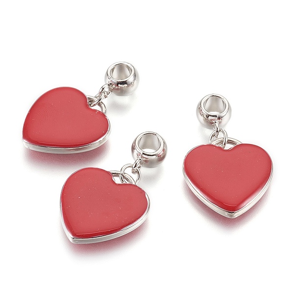 

PandaHall CCB Plastic Pendants, with Enamel, Heart, Dark Red, Platinum, Pendant: 26x24x5mm, 40.5mm, Hole: 5.5mm Plastic Heart Red