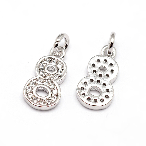 

PandaHall Real Platinum Plated Tone Brass Micro Pave Cubic Zirconia Number Charms, Num.8, Cadmium Free & Nickel Free & Lead Free..., Clear
