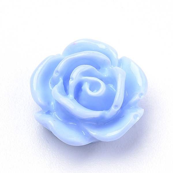 

PandaHall Resin Cabochons, Rose Flower, Light Steel Blue, 10x5mm, Bottom: 7~8mm Resin Flower Blue