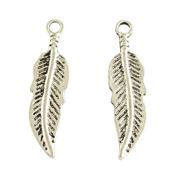 

PandaHall Tibetan Style Alloy Pendants, Feather, Cadmium Free & Nickel Free & Lead Free, Antique Silver, 30x8x1.5mm, Hole: 2mm Alloy Feather