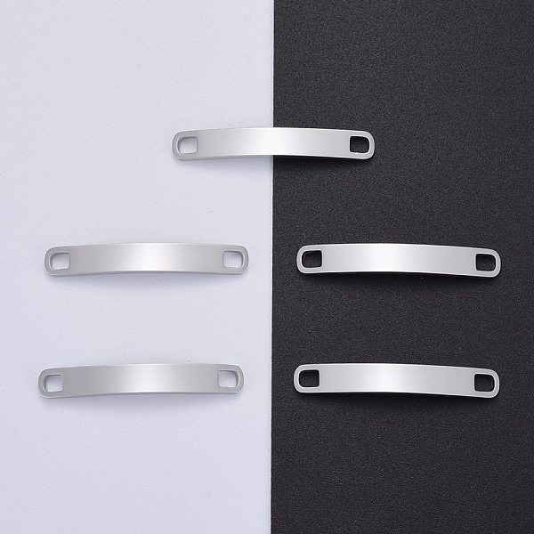

PandaHall 304 Stainless Steel Curve Bar Links Connectors, Manual Polishing, Blank Stamping Tags, Rectangle, Stainless Steel Color...