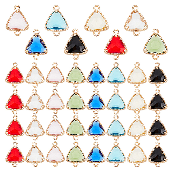 

PandaHall AHANDMAKER 32Pcs Glass Connector Charms, 8 Color Triangle Rhinestone Link Charms with Brass Findings, Transparent Glass Connector..., Multicolor