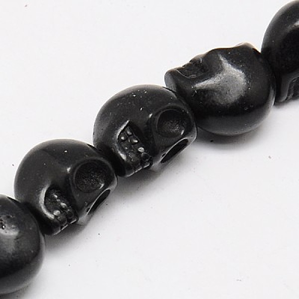 

PandaHall Synthetic Turquoise Beads Strands, Dyed, Skull, Black, 30x23x29mm, Hole: 1mm, about 40pcs/1000g Synthetic Turquoise Skull Black