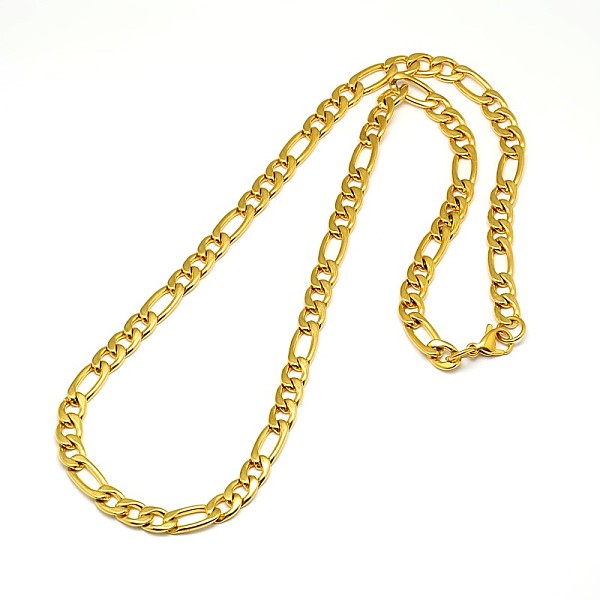 

PandaHall Fashionable 304 Stainless Steel Figaro Chain Necklaces for Men, with Lobster Claw Clasps, Golden, 21.85 inch~23.62 inch...