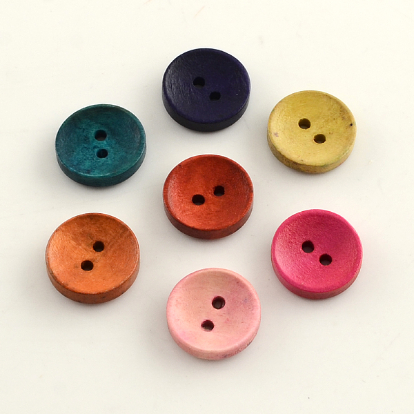 

PandaHall 2-Hole Dyed Wooden Buttons, Flat Round, Mixed Color, 20x5mm, Hole: 2mm Wood Flat Round Multicolor