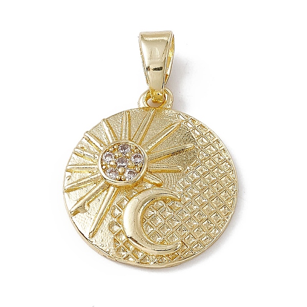 

PandaHall Rack Plating Brass Cubic Zirconia Pendants, Flat Round with Sun and Moon Charm, Long-Lasting Plated, Lead Free & Cadmium Free..., Clear