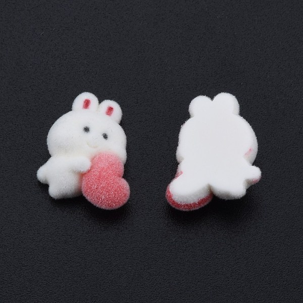 

PandaHall Opaque Resin Cabochons, Flocky Rabbit with Heart, White, 18x15x7mm Resin Rabbit White