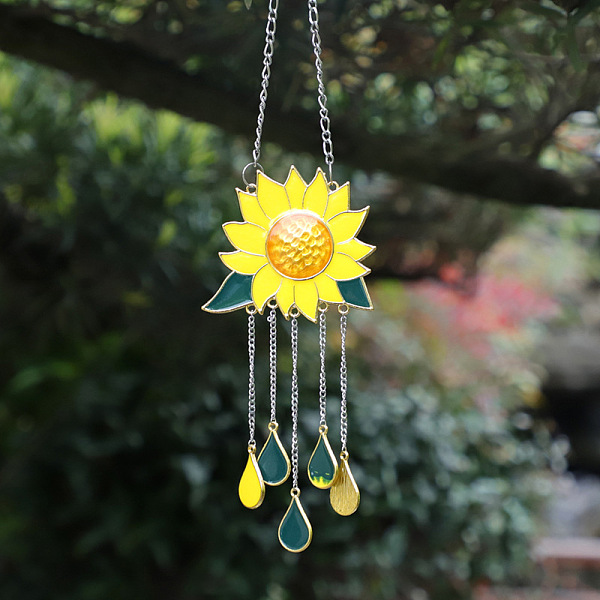 

PandaHall Sunflower Alloy Enamel Wall Hanging Decor, Wind Chime Sunflower Pendant, for Home Hanging Indoor Decoration, Yellow, 300x80mm...