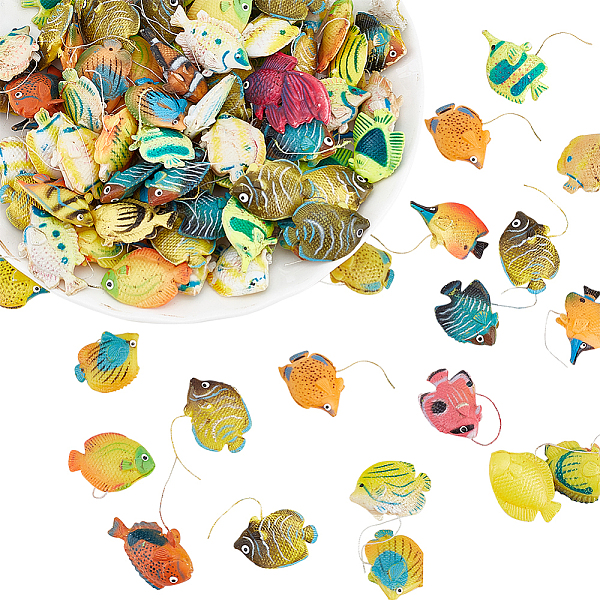 

PandaHall AHADERMAKER 100Pcs Plastic Toy, Floating Fish, Children Bathing Toys, Mixed Color, 17~23x24~36x6~11mm Plastic Fish Multicolor