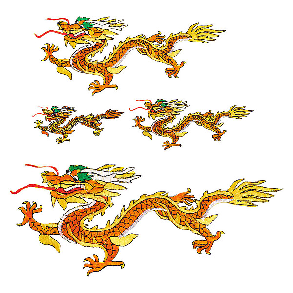 4Pcs 4 Styles Dragon Embroidery Iron on/Sew on Patches