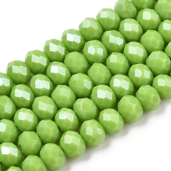 

PandaHall Electroplate Glass Beads Strands, Pearl Luster Plated, Faceted, Rondelle, Yellow Green, 3x2mm, Hole: 0.8mm, about...