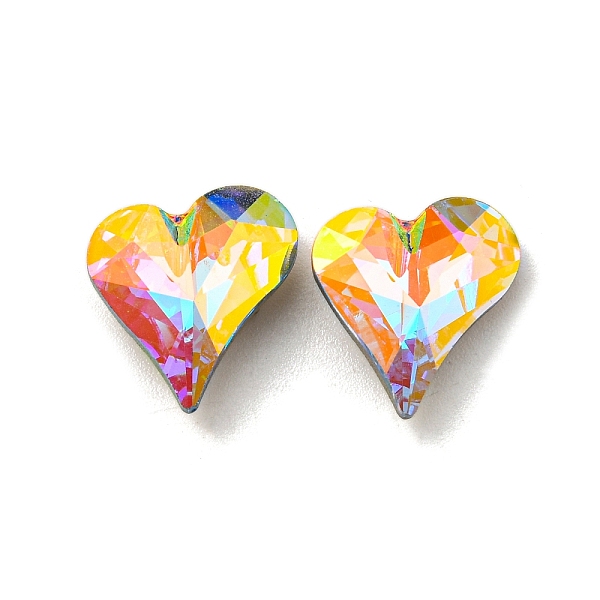 

PandaHall Glass Rhinestone Cabochons, Point Back & Back Plated, Faceted, Heart, Air Blue Opal, 13x12x5mm Glass Rhinestone Heart Cyan