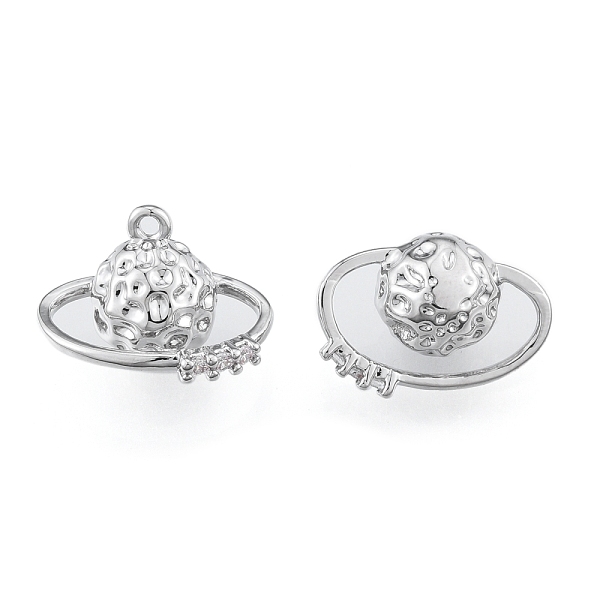 

PandaHall Brass Micro Pave Clear Cubic Zirconia Pendants, Cadmium Free & Nickel Free & Lead Free, Planet, Real Platinum Plated...