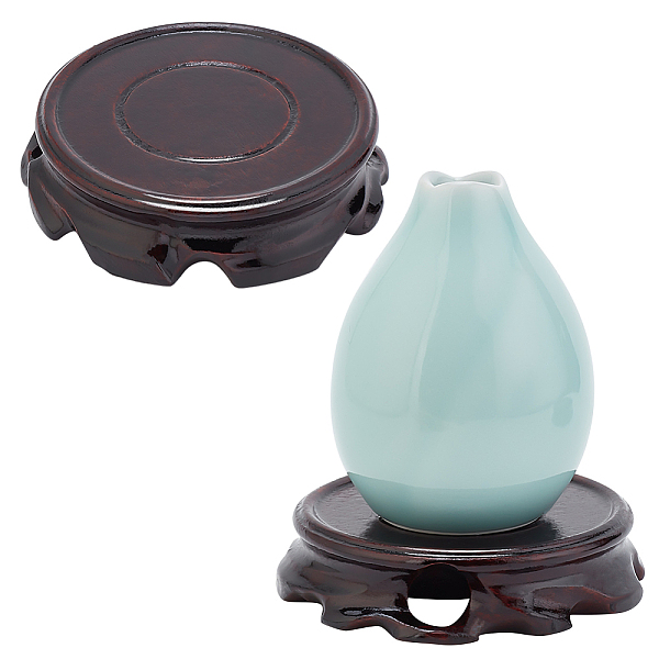 

PandaHall Wood Plant Flower Pot Base Buddha Statue Display Pedestals, for Home Decoration, Coconut Brown, 92x23mm Wood Flat Round
