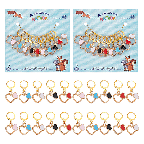 

PandaHall 20 Pcs Heart Stitch Markers, Alloy Enamel Crochet Stitch Marker Charms Brass Clasp Locking Stitch Marker for Knitting Weaving..., Multicolor