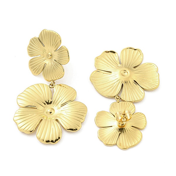 

PandaHall 304 Stainless Steel Earring Findings, Flower, Golden, 50.5x28mm 304 Stainless Steel Flower
