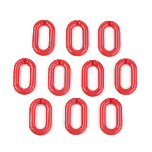 

PandaHall Opaque Acrylic Linking Rings, Quick Link Connectors, for Cable Chains Making, Unwelded, Oval, Red, 27x16.5x4.5mm, Inner Diameter...