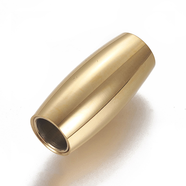 

PandaHall 304 Stainless Steel Magnetic Clasps with Glue-in Ends, Rice, Golden, 21x9.5mm, Hole: 6mm 304 Stainless Steel Rice
