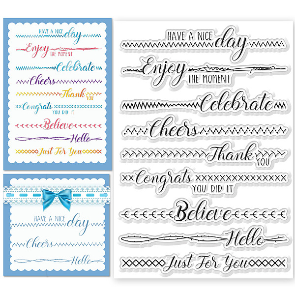

PandaHall CHGCRAFT Sewing Thread Clear Stamps Greeting Words Silicone Stamps Lines Transparent Stamps for Card Making DIY Scrapbooking Photo...
