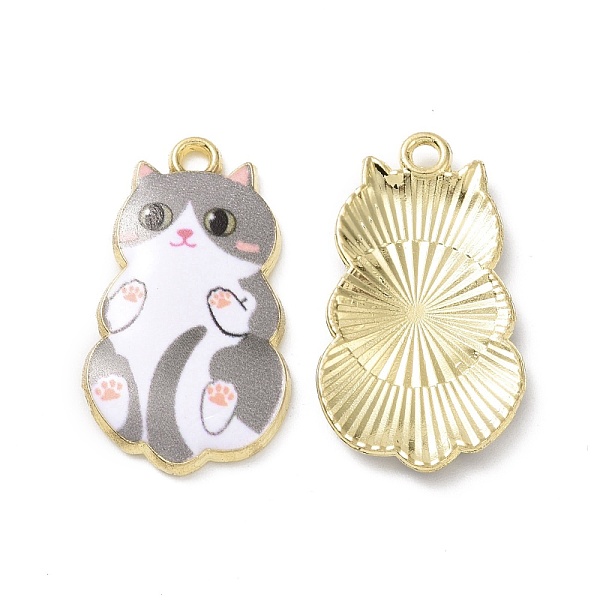 

PandaHall Alloy Enamel Pendants, Light Gold, Cat, Gray, 25x14x2.3mm, Hole: 1.6mm Alloy+Enamel Cat Shape Gray