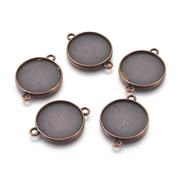 

PandaHall Tibetan Style Alloy Cabochon Connector Settings, Plain Edge Bezel Cups, Lead Free & Nickel Free, Flat Round, Red Copper, Tray...
