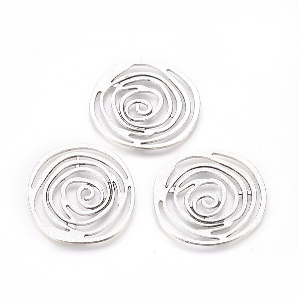 

PandaHall Tibetan Style Alloy Pendants, Lead Free & Cadmium Free, Flat Round, Antique Silver, 40x38x2mm, Hole: 3mm Alloy Flower