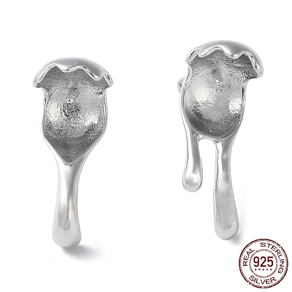 

PandaHall Rhodium Plated 925 Sterling Silver Stud Earring Findings, Water Drop, for Half Drilled Beads, with S925 Stamp, Real Platinum...