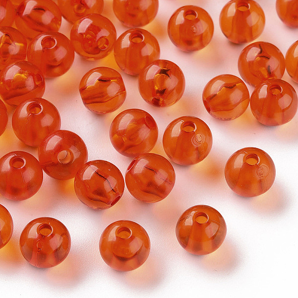 

PandaHall Transparent Acrylic Beads, Round, Dark Orange, 8x7mm, Hole: 2mm Acrylic Round