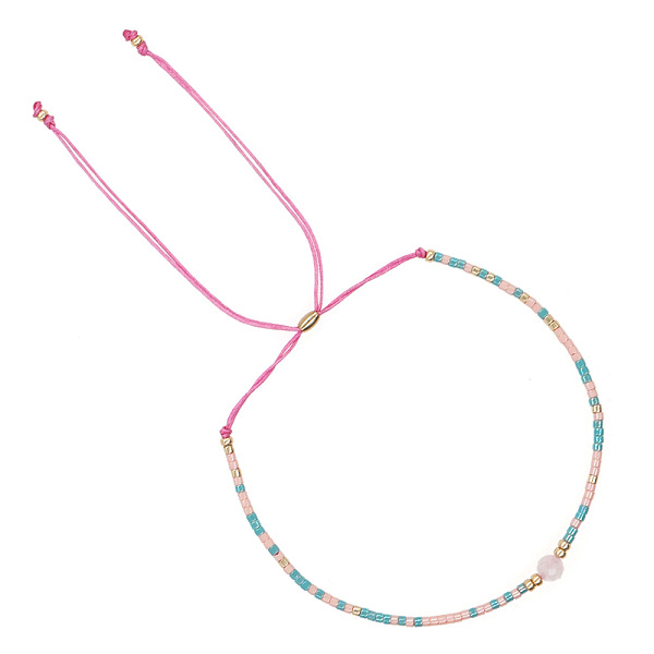 Bracciale regolabile da donna con perline intrecciate in vetro