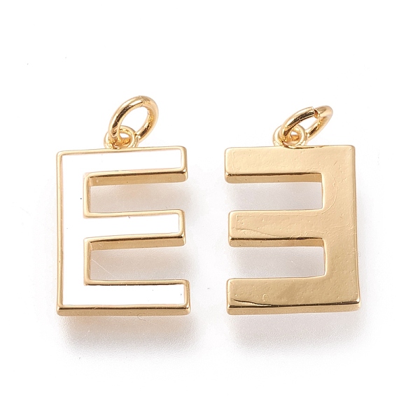 

PandaHall Brass Enamel Pendants, with Jump Ring, Long-Lasting Plated, Real 18K Gold Plated, Letter.E, White, Letter.E, E: 18x11x1.8mm, Jump...
