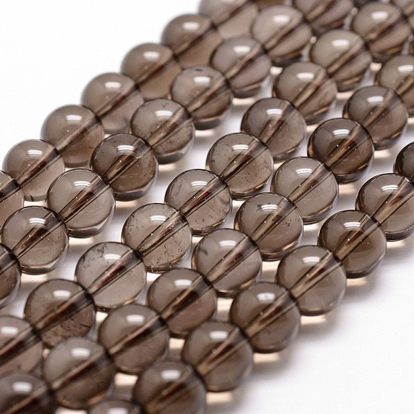 

PandaHall Natural Smoky Quartz Bead Strands, Round, 4mm, Hole: 1mm, about 96pcs/strand, 14.9 inch~15.1 inch Smoky Quartz Round Gray