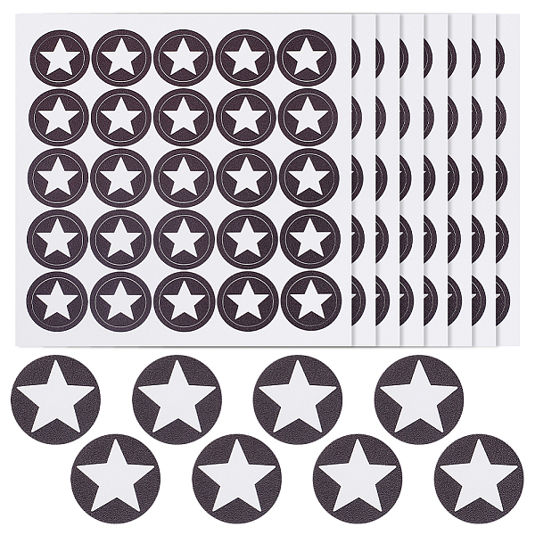 PandaHall PVC Plastic Waterproof Stickers, Dot Round Self-adhesive Decals, for Helmet, Laptop, Cup, Suitcase Decor, Star Pattern, 195x195mm...