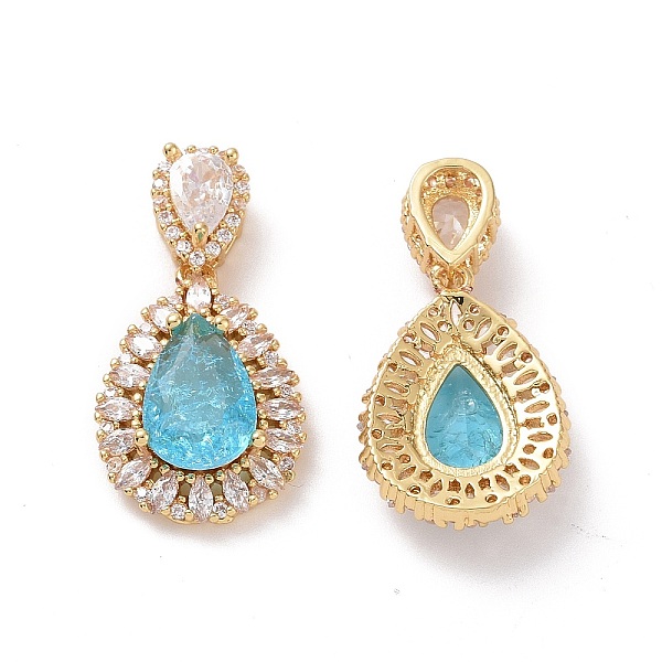 

PandaHall Brass Micro Pave Cubic Zirconia Pendants, Teardrop Charms, Golden, Light Sky Blue, 18x13x5mm, Hole: 1.5x3mm Brass+Cubic Zirconia...