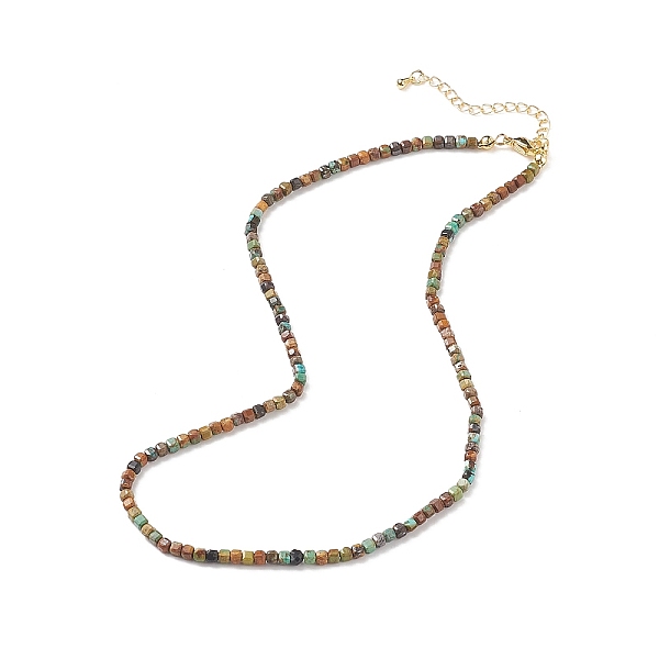 

PandaHall Natural HuBei Turquoise Cube Beaded Necklace for Women, 16.34 inch(41.5cm) Natural Turquoise