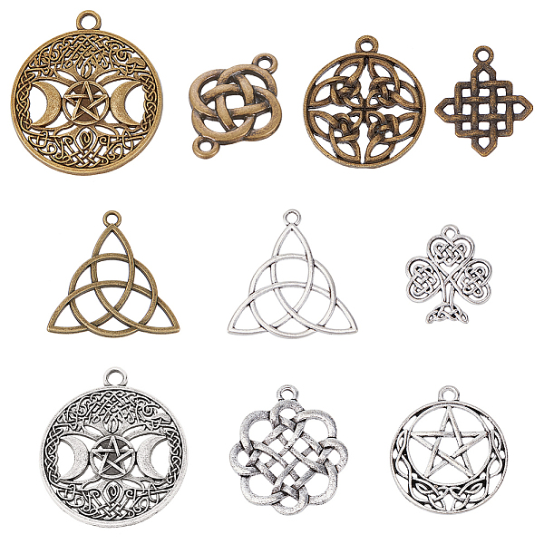 

PandaHall SUNNYCLUE DIY 20Pcs 10 Style Tibetan Style Alloy Pendants, Tree & Knot & Trinity Knot/Triquetra, Mixed Color, 23~39x19~34x1.5~2mm...